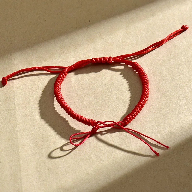 Hand woven diamond knot red rope DIY beaded hard gold safety buckle semi-finished bracelet jewelry