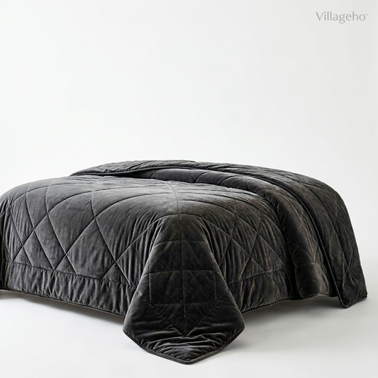 Villageho™ Nocturne Velvet Quilted Bedspread