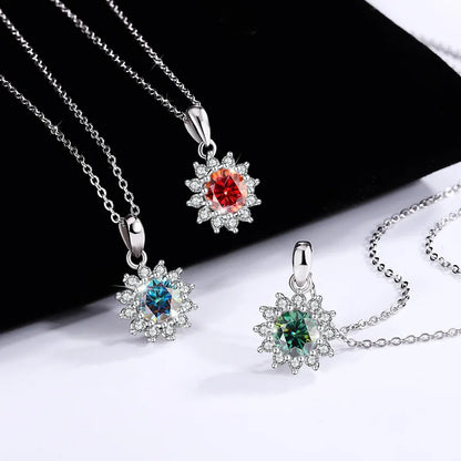 4CTW Moissanite Jewelry Set 925 Sterling Silver for Women Round Ring Necklace Earrings for Wedding Bridal Christmas