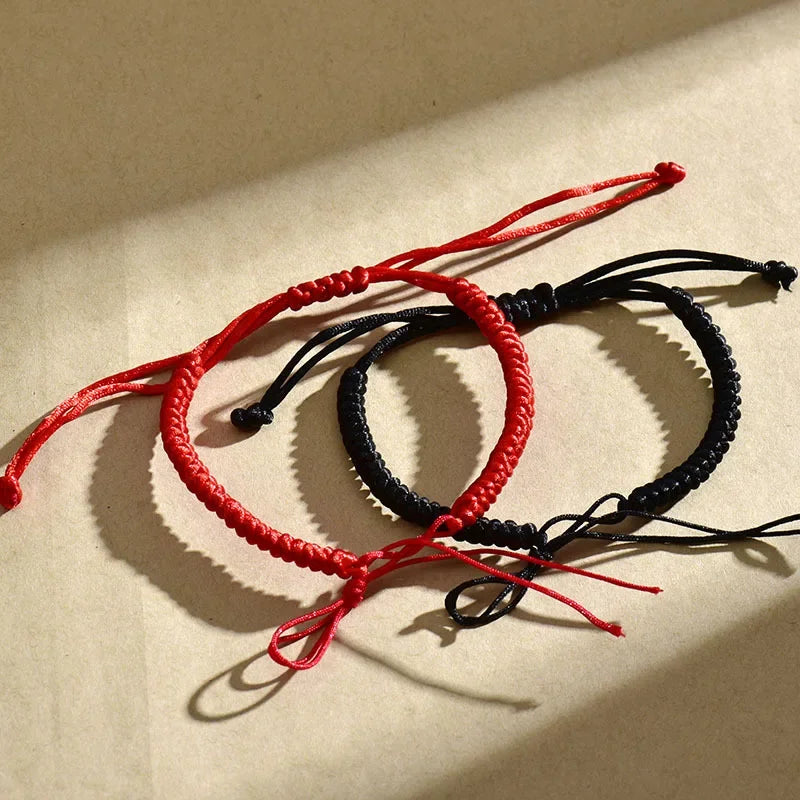 Hand woven diamond knot red rope DIY beaded hard gold safety buckle semi-finished bracelet jewelry