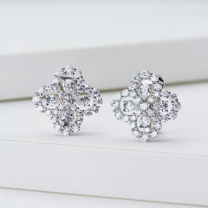 Luomansi Moissanite Petal Ear Clip Passes Diamond Test 100% Solid S925 Silver Jewelry Women Wedding Party Gift
