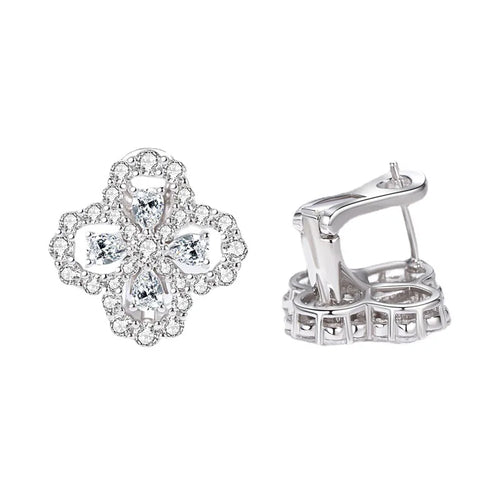 Luomansi Moissanite Petal Ear Clip Passes Diamond Test 100% Solid S925 Silver Jewelry Women Wedding Party Gift