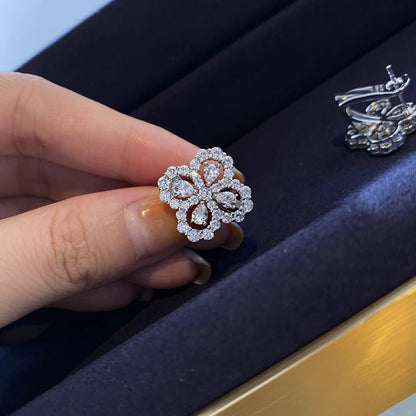 Luomansi Moissanite Petal Ear Clip Passes Diamond Test 100% Solid S925 Silver Jewelry Women Wedding Party Gift
