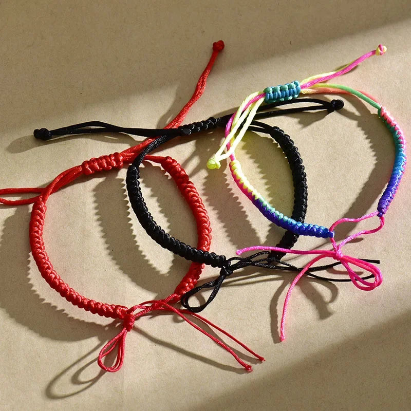 Hand woven diamond knot red rope DIY beaded hard gold safety buckle semi-finished bracelet jewelry