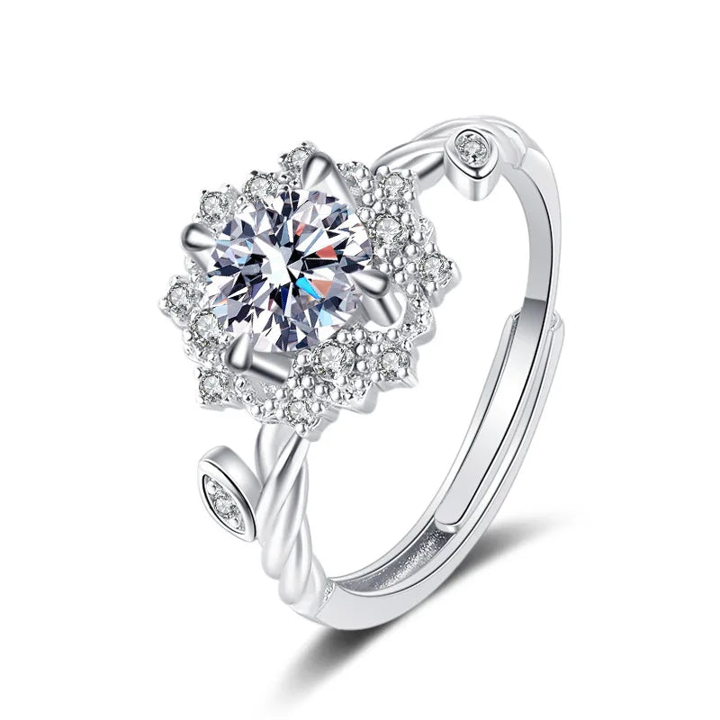 4CTW Moissanite Jewelry Set 925 Sterling Silver for Women Round Ring Necklace Earrings for Wedding Bridal Christmas